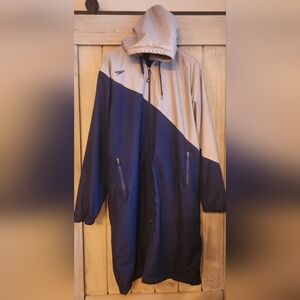 Speedo Swim Parka Men's XLarge Navy/Gray Warmup Jacket Knee Length